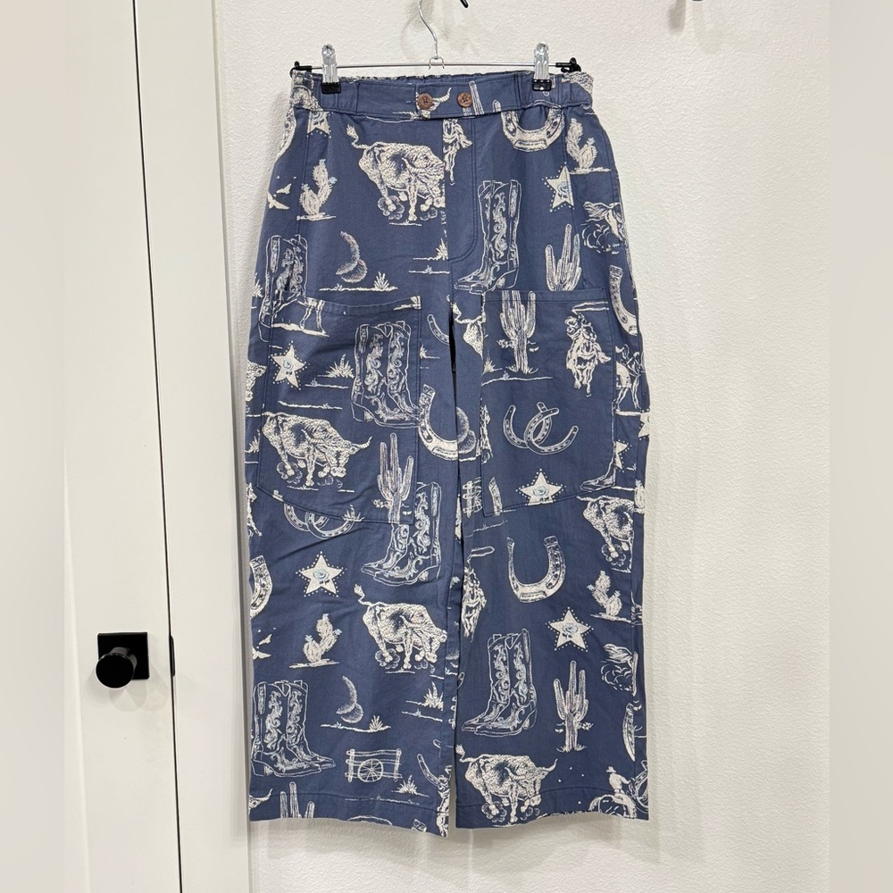 Free People Blue Western Print Pants